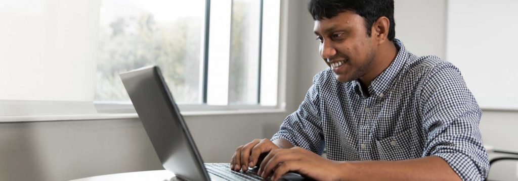 Student using laptop