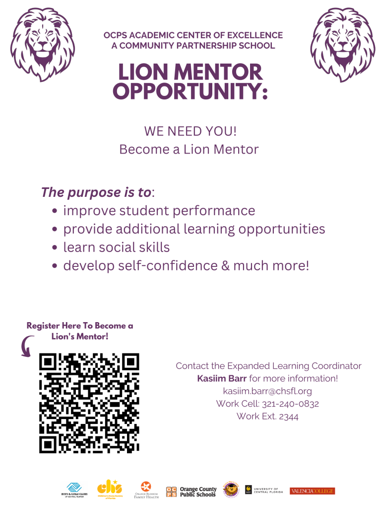 Lion Mentor Opportunity flyer